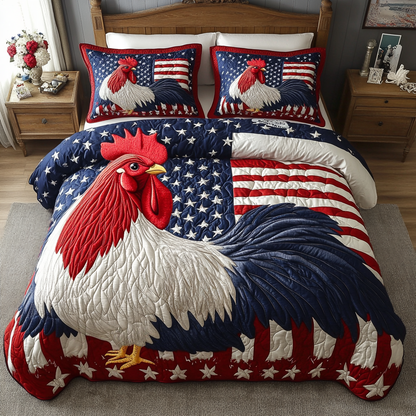 Proud Rooster 3-Piece Quilted Bedding Set NCU0VH4192