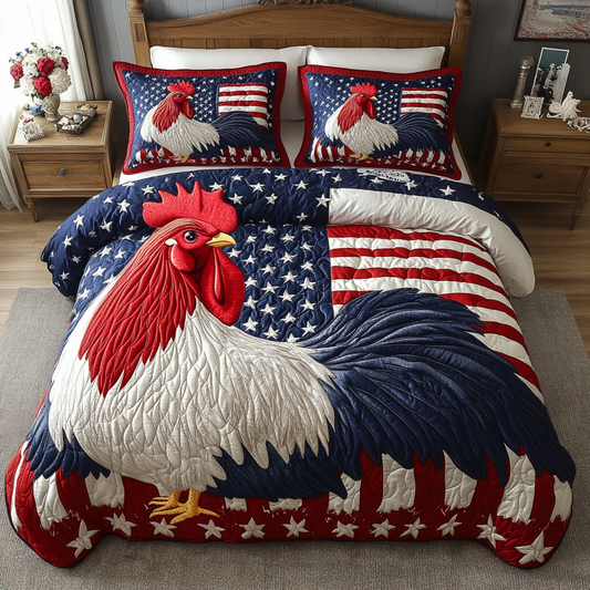 Proud Rooster 3-Piece Quilted Bedding Set NCU0VH4192