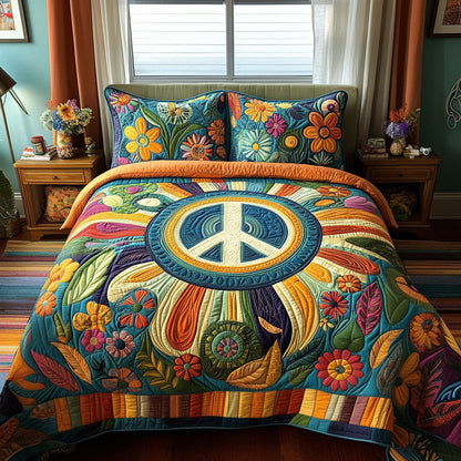 Psychedelic Bloom 3-Piece Quilted Bedding Set NCU0PT5396