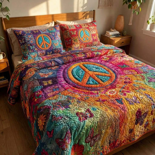 Psychedelic Bloom 3-Piece Quilted Bedding Set NCU0XD2668