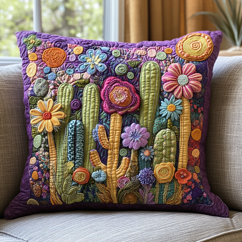 Psychedelic Cactus Quilted Pillow Case NCU0DV1202