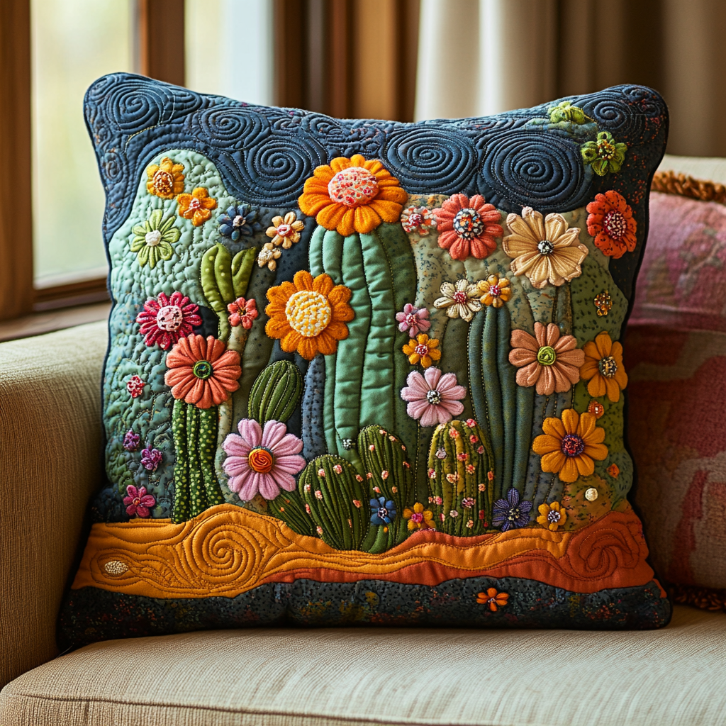 Psychedelic Cactus Quilted Pillow Case NCU0DV1203