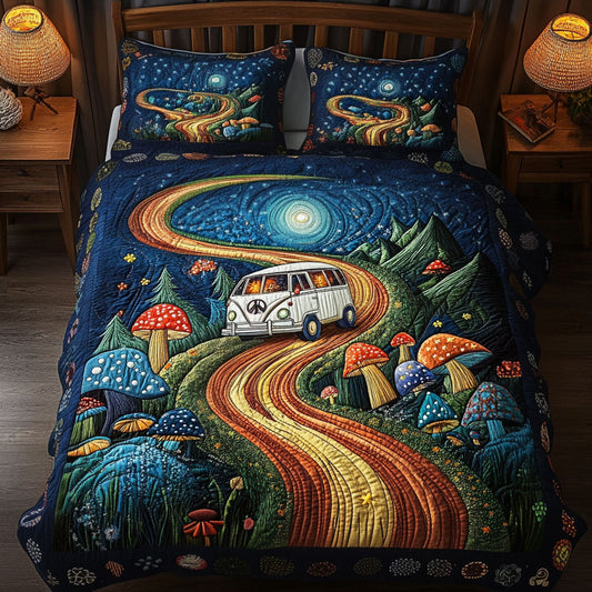 Psychedelic Forest Drive 3-Piece Quilted Bedding Set NCU0PT4036
