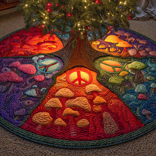 Psychedelic Forest Peace Quilted Tree Skirt NCU0XD1328