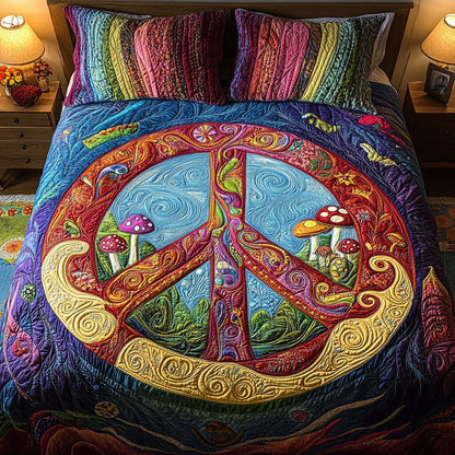 Psychedelic Peace 3-Piece Quilted Bedding Set NCU0PT4645