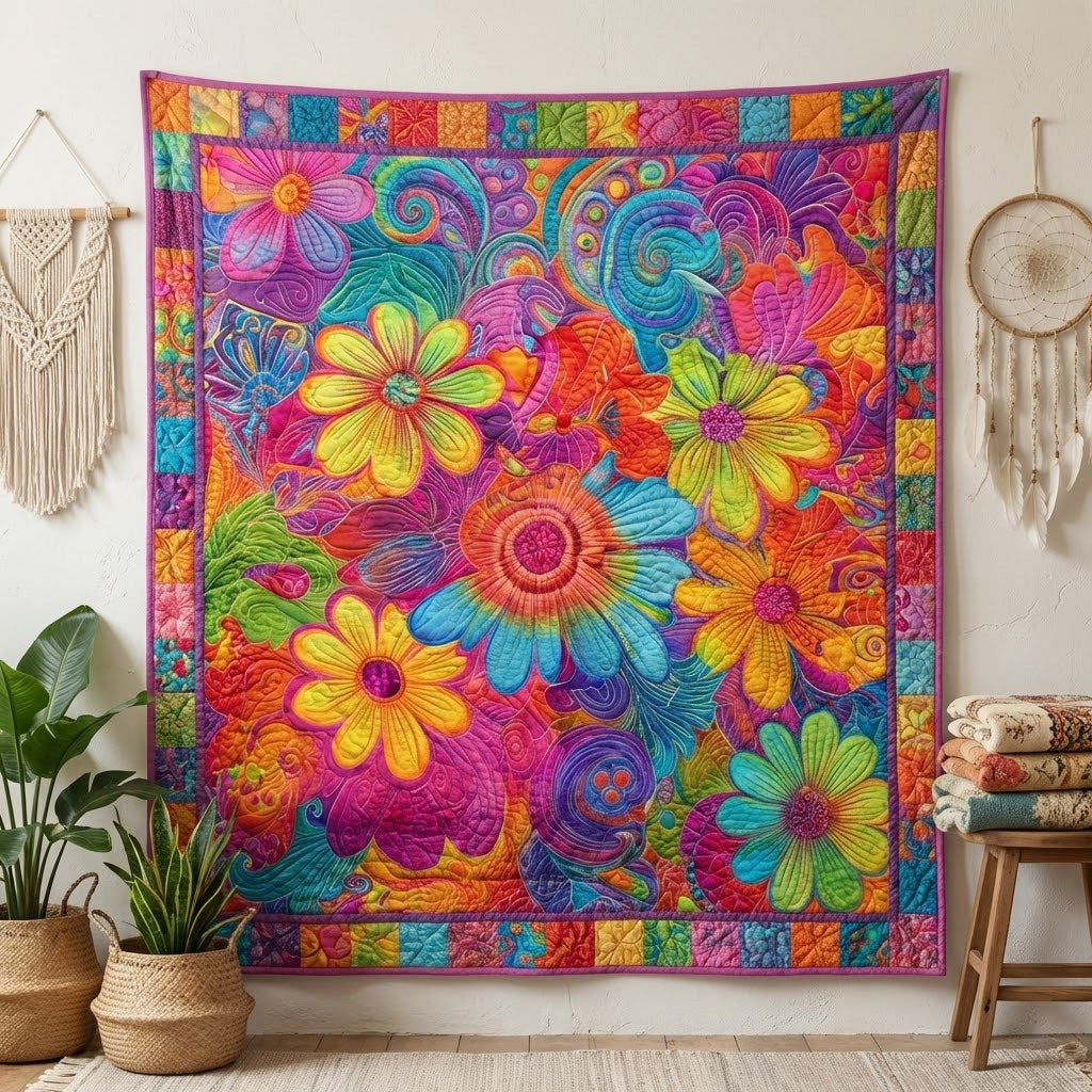 Psychedelic Petals Quilted Blanket NCU0VL3402