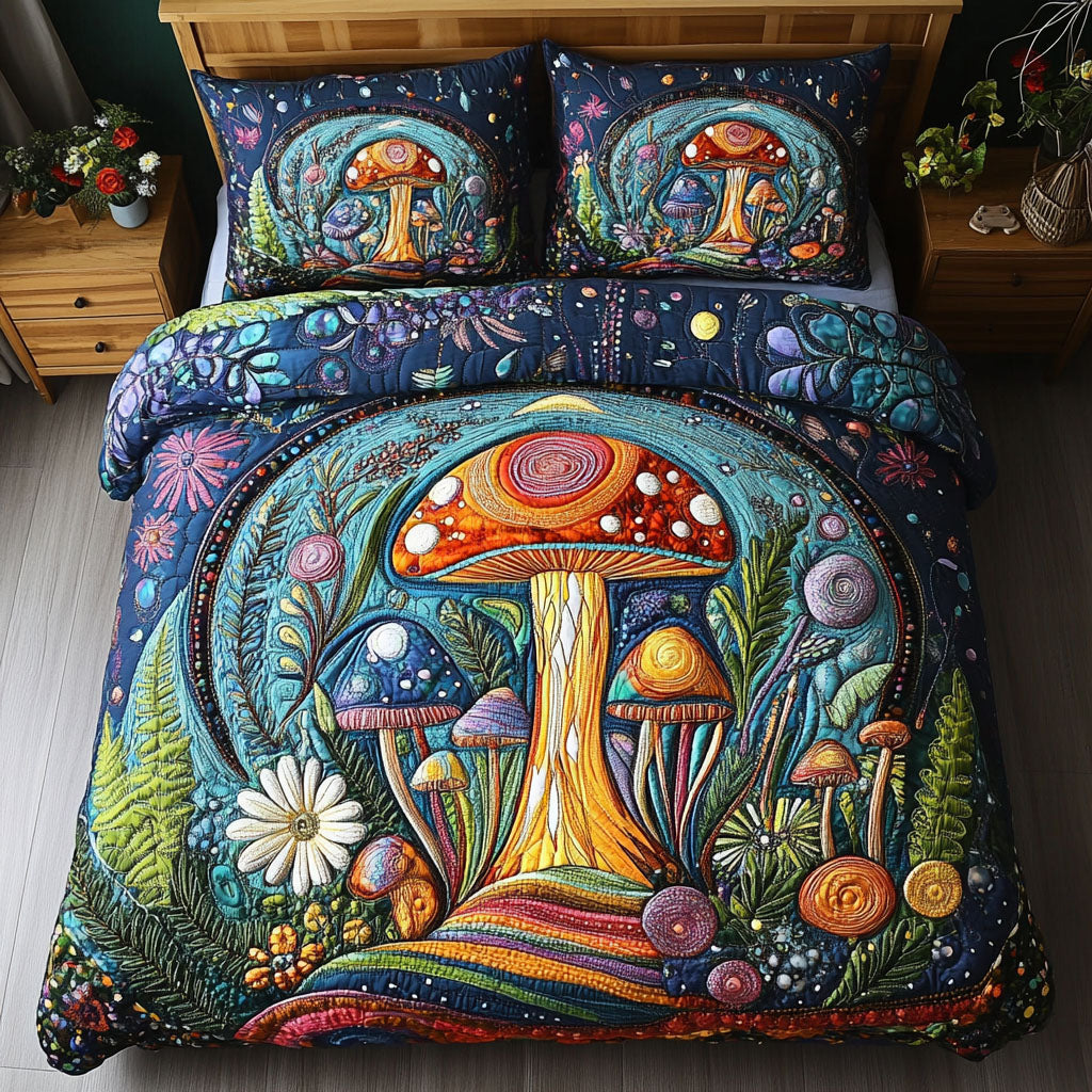 Psychedelic Shrooms 3-Piece Quilted Bedding Set NCU0PT3960