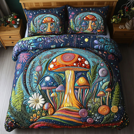 Psychedelic Shrooms 3-Piece Quilted Bedding Set NCU0PT3960