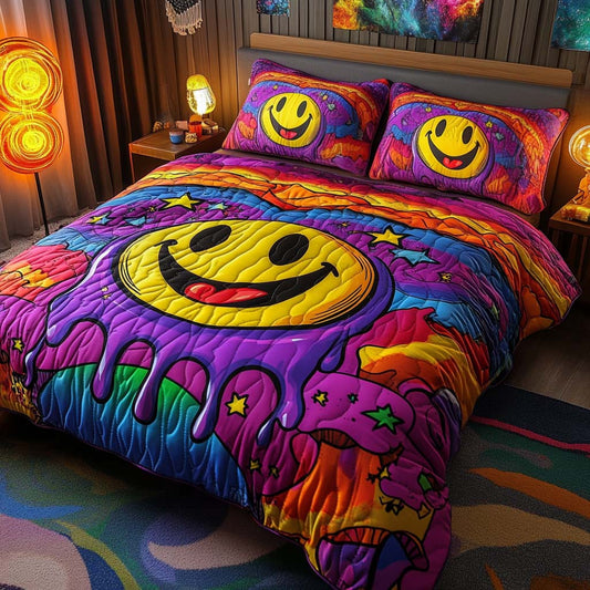 Psychedelic Smiles 3-Piece Quilted Bedding Set NCU0XD538
