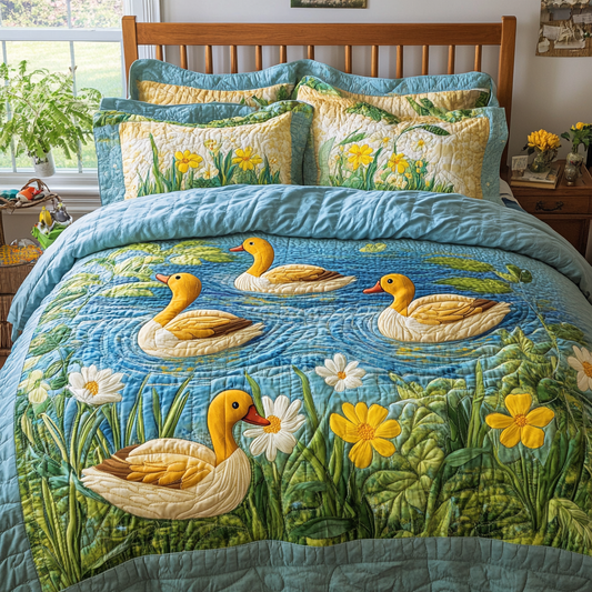 Puddle Paradise 3-Piece Quilted Bedding Set NCU0VH4156