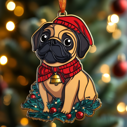 Pug Holiday Spirit Mica Ornament NCU0DK2217