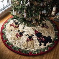 Pug Holly Quilted Christmas Tree Skirt NCU0DV8053