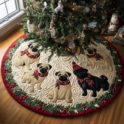 Pug Christmas Quilted Tree Skirt NCU0VT290