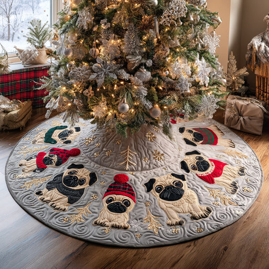 Pug Christmas Quilted Tree Skirt NCU0VT290