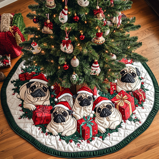 Pug Charm Christmas Quilted Tree Skirt NCU0DK10611