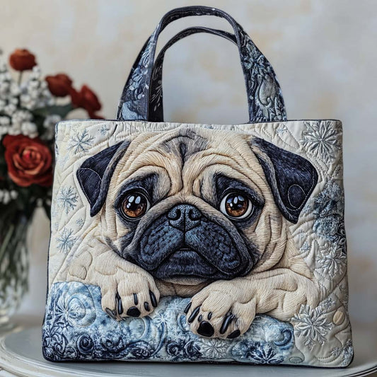 Pug Charm Quilted Tote Bag NCU0NT9825