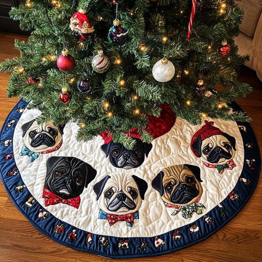 Pug Christmas Charm Christmas Quilted Tree Skirt NCU0DK1949