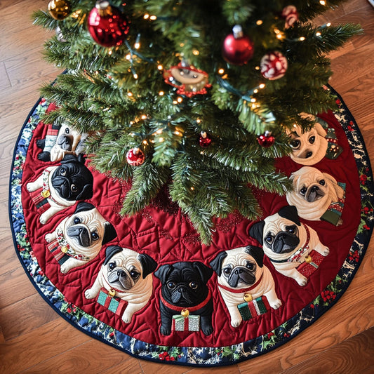 Pug Christmas Quilted Tree Skirt NCU0VT295