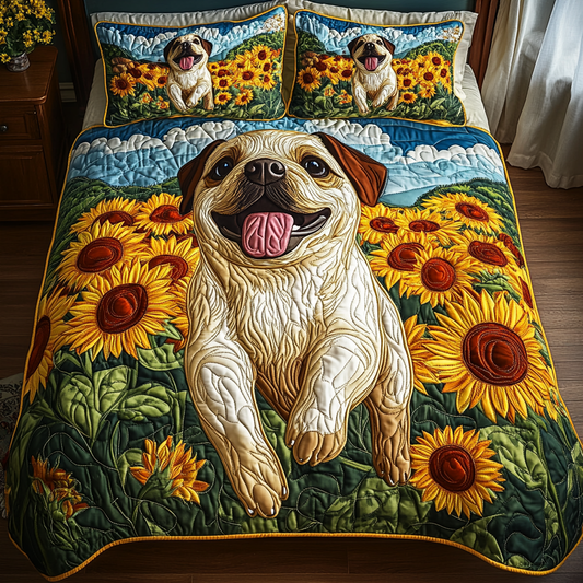 Pug Life Charm 3-Piece Quilted Bedding Set NCU0DK2108