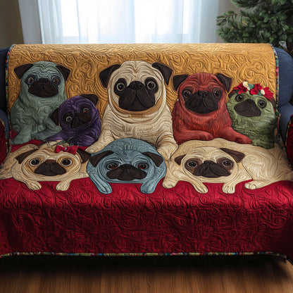 Pug Life Parade Quilted Sofa Cover NCU0PT9900