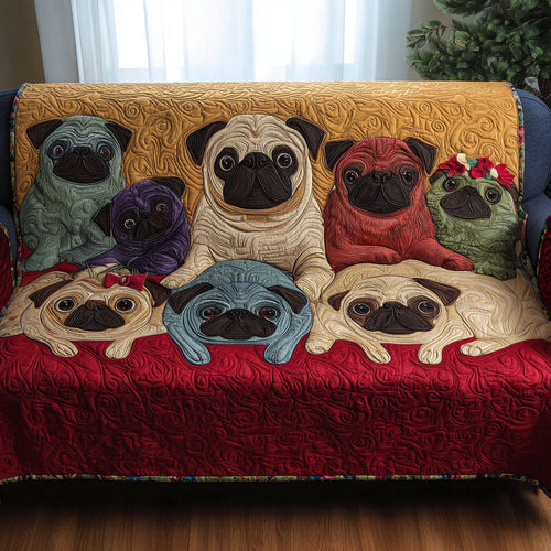 Pug Life Parade Quilted Sofa Cover NCU0PT9900