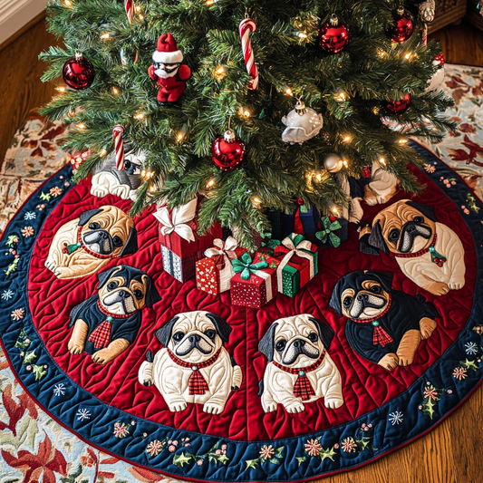 Pug Noel Night Christmas Quilted Tree Skirt NCU0DK1944