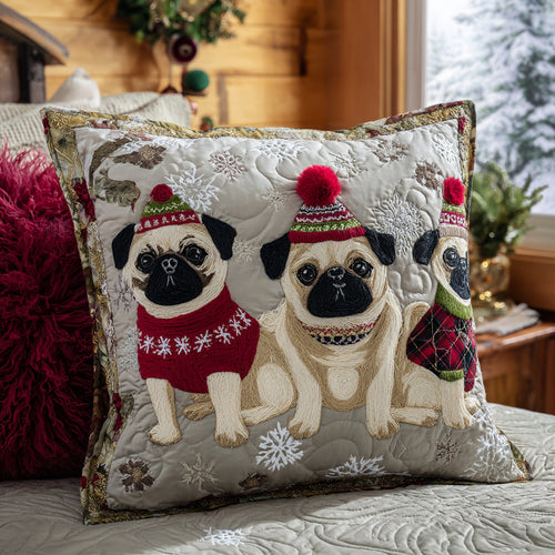 Pug Parade Quilted Pillow Case NCU0DV8056