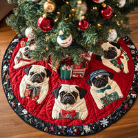 Pug Xmas Joy Christmas Quilted Tree Skirt NCU0DK1947