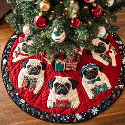 Pug Christmas Quilted Tree Skirt NCU0VT295