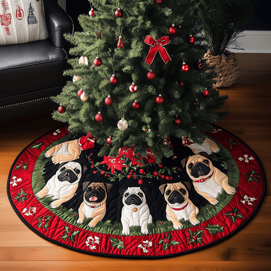Puggy Christmas Cheer Quilted Christmas Tree Skirt NCU0TH2070