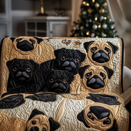 Pugs in Wonderland Quilted Sofa Cover NCU0PT9901
