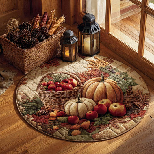 Pumpkin Basket Quilted Round Mat NCU0XD981