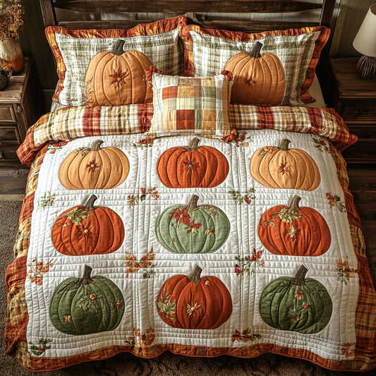 Pumpkin Bliss 3-Piece Quilted Bedding Set NCU0DK9369