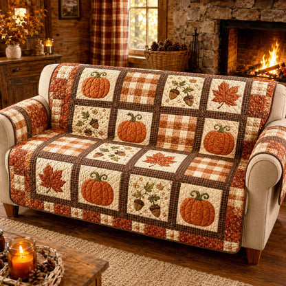 Pumpkin Bliss Quilted Sofa Cover NCU0TD3110