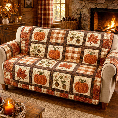 Pumpkin Bliss Quilted Sofa Cover NCU0TD3110