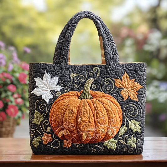 Pumpkin Bloom Quilted Tote Bag NCU0DK9181
