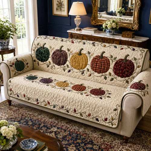 Pumpkin Breeze Quilted Sofa Cover NCU0TD3113
