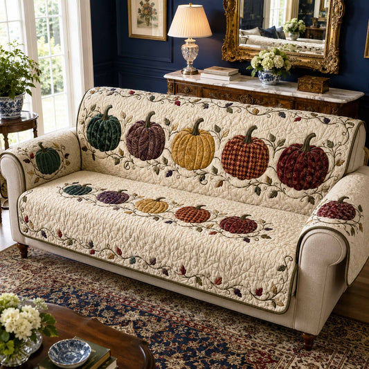 Pumpkin Breeze Quilted Sofa Cover NCU0TD3113