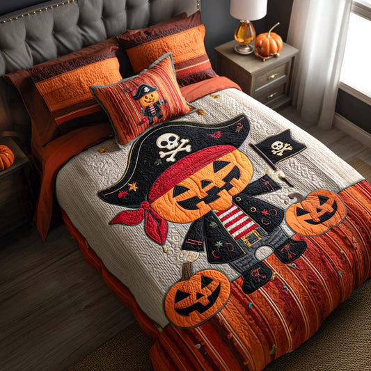 Pumpkin Captain 3-Piece Quilted Bedding Set NCU0NT9518