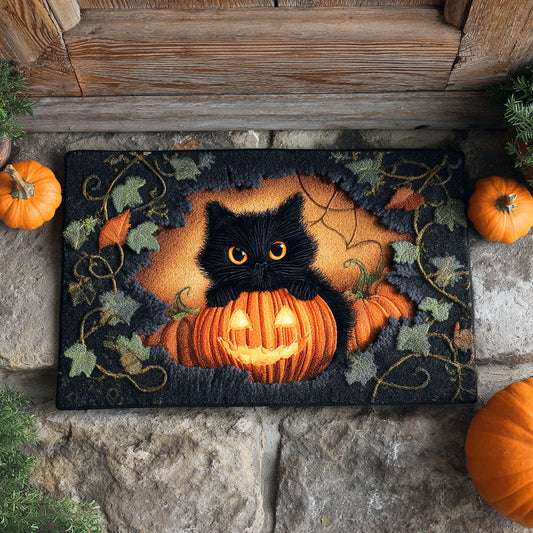 Pumpkin Cat Glow Doormat NCU0TD736