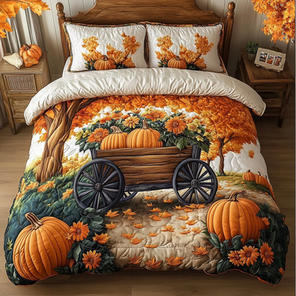 Pumpkin Charm 3-Piece Quilted Bedding Set NCU0DK9092