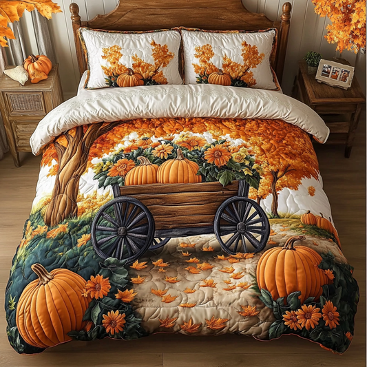 Pumpkin Charm 3-Piece Quilted Bedding Set NCU0DK9092