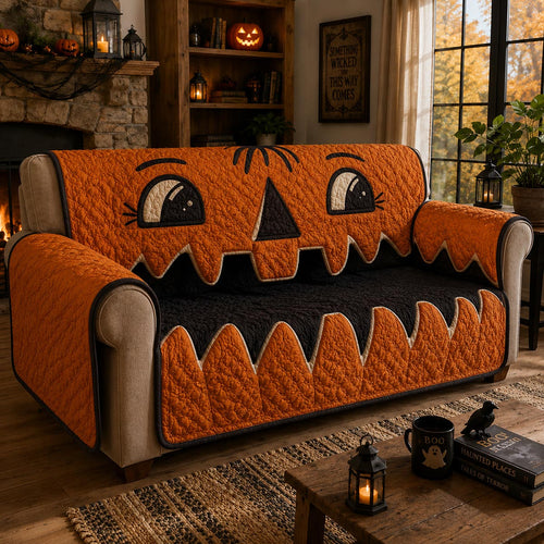 Pumpkin Chomper Quilted Sofa Cover NCU0DV9820