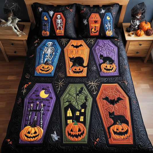Pumpkin Coffins Quilted Bedding Set NCU0TH3218