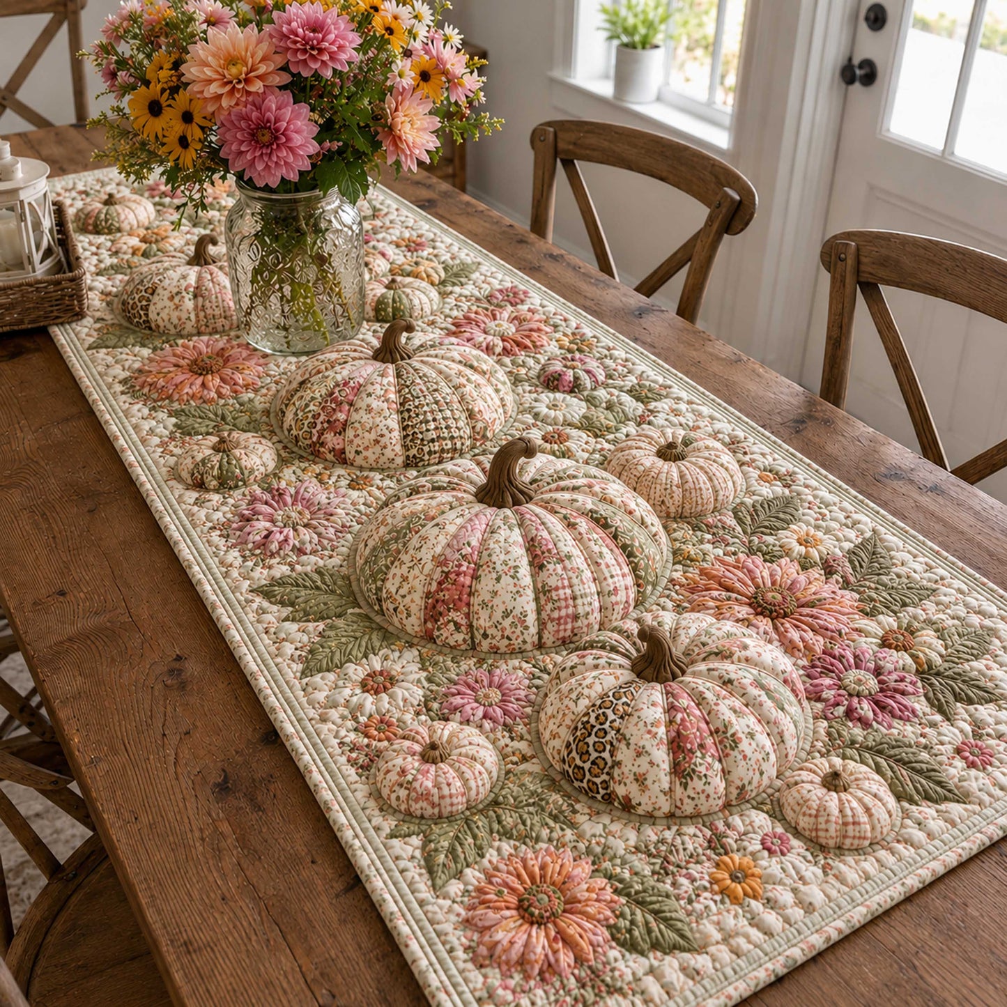 Pumpkin Cottage Quilted Table Runner NCU0TD3183