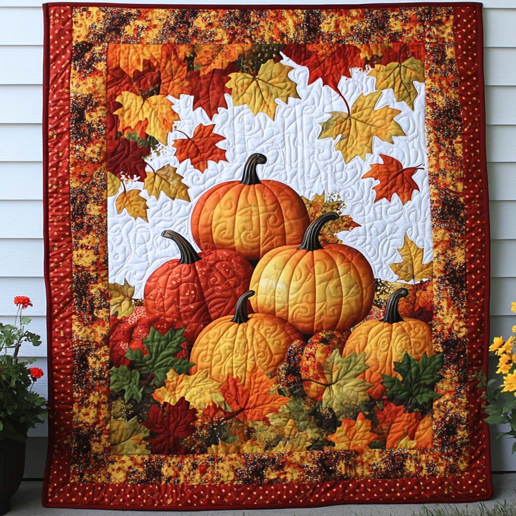 Pumpkin Country Walk Quilted Blanket NCU0NT8429