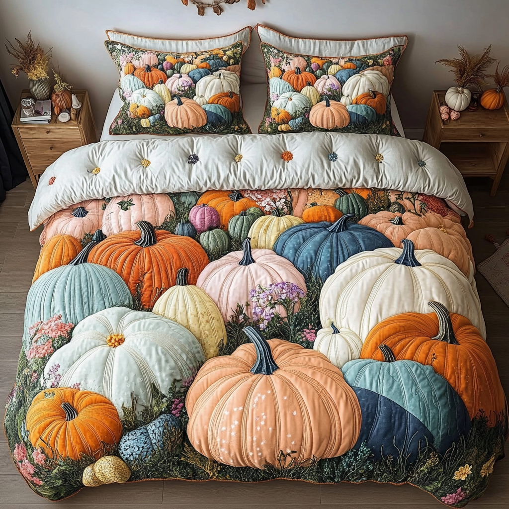 Pumpkin Quilted Bedding Set NCU0VT229