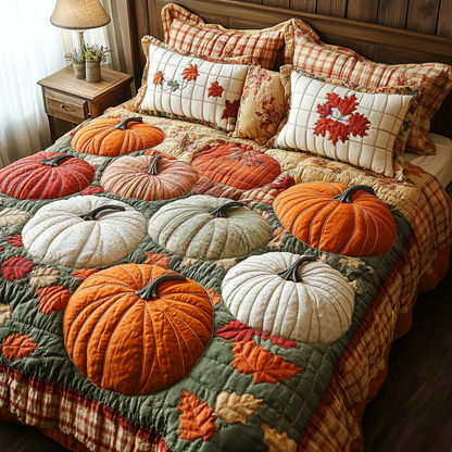 Pumpkin Dreams 3-Piece Quilted Bedding Set NCU0DK9370