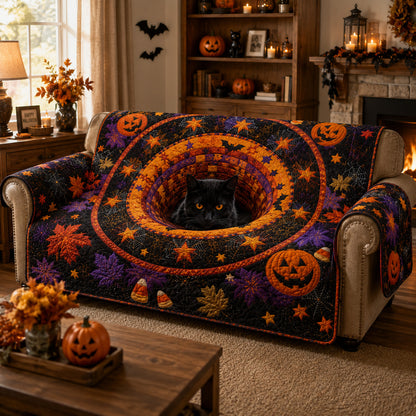 Pumpkin Eclipse Quilted Sofa Cover NCU0VL3618