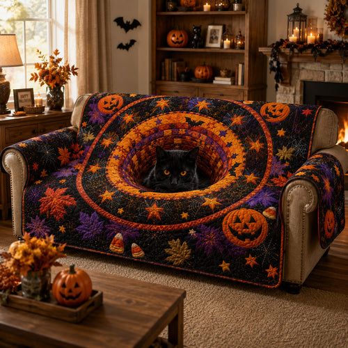 Pumpkin Eclipse Quilted Sofa Cover NCU0VL3618